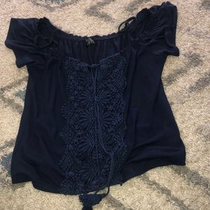 A navy blue blouse